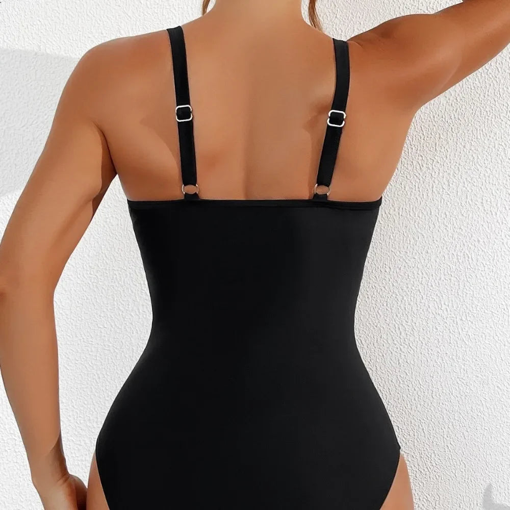 Solid One-piece Swimsuit Women