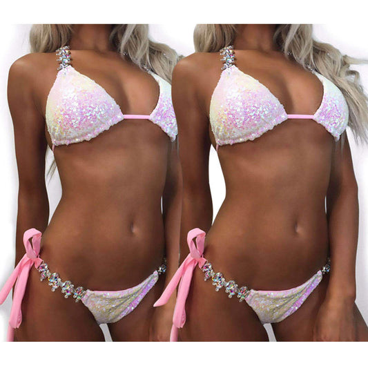 Gradient Sequins Rhinestone Swimsuit Suit Women Bikini